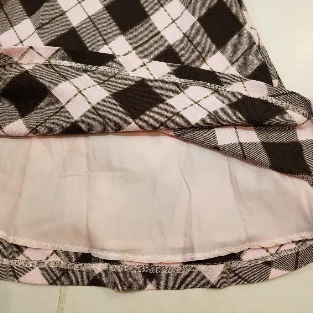 LILI GAUFRETTE France Pink & Brown Plaid Sleeveless A-Line Dress 8 - Picture 10 of 15
